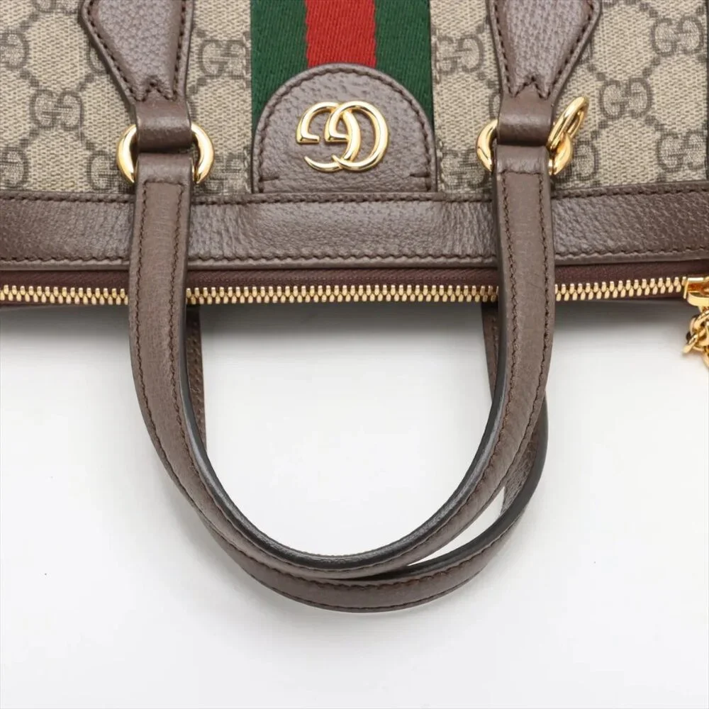 Sold✅Gucci GG Supreme Ophidia PVCx leather 2 Way Handbag Beige x brown 547551 - Picture 5 of 14